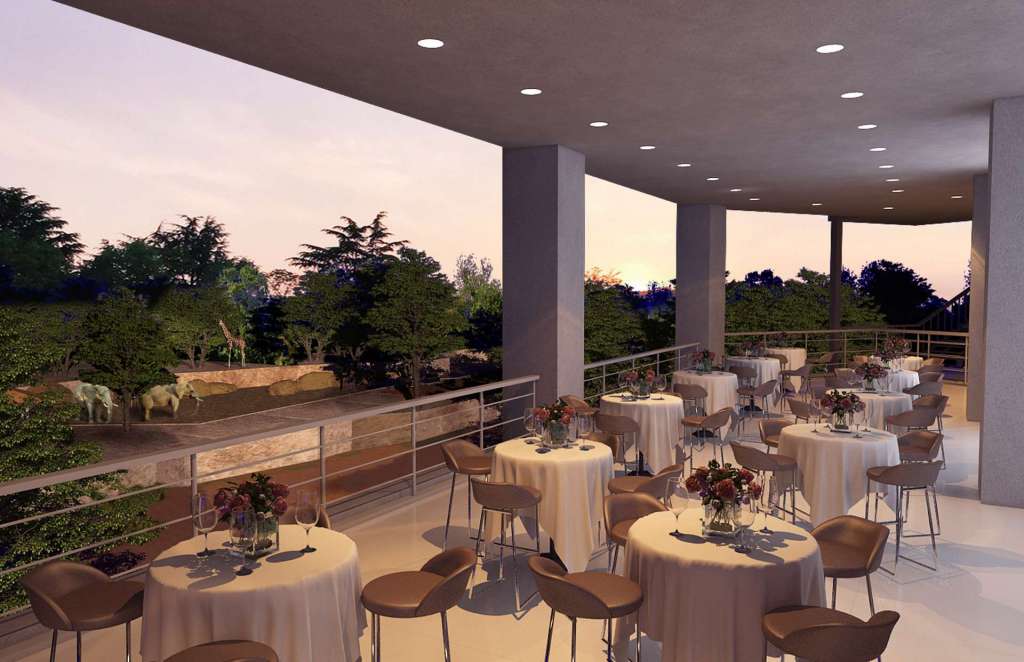 A digital rendering of an event space