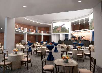 A digital rendering of an event space