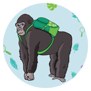 Illustration of Gorilla and backpack