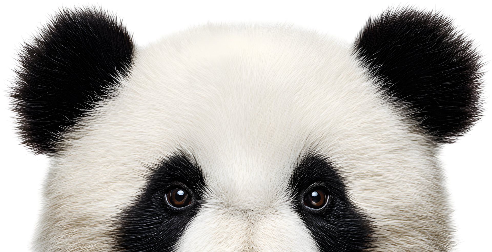 Giant panda peering over the edge of the frame